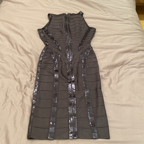 Hervé Léger “Lora” Gunmetal Sequin Bandage Dress – Size S – Worn Once - Picture 2 of 5